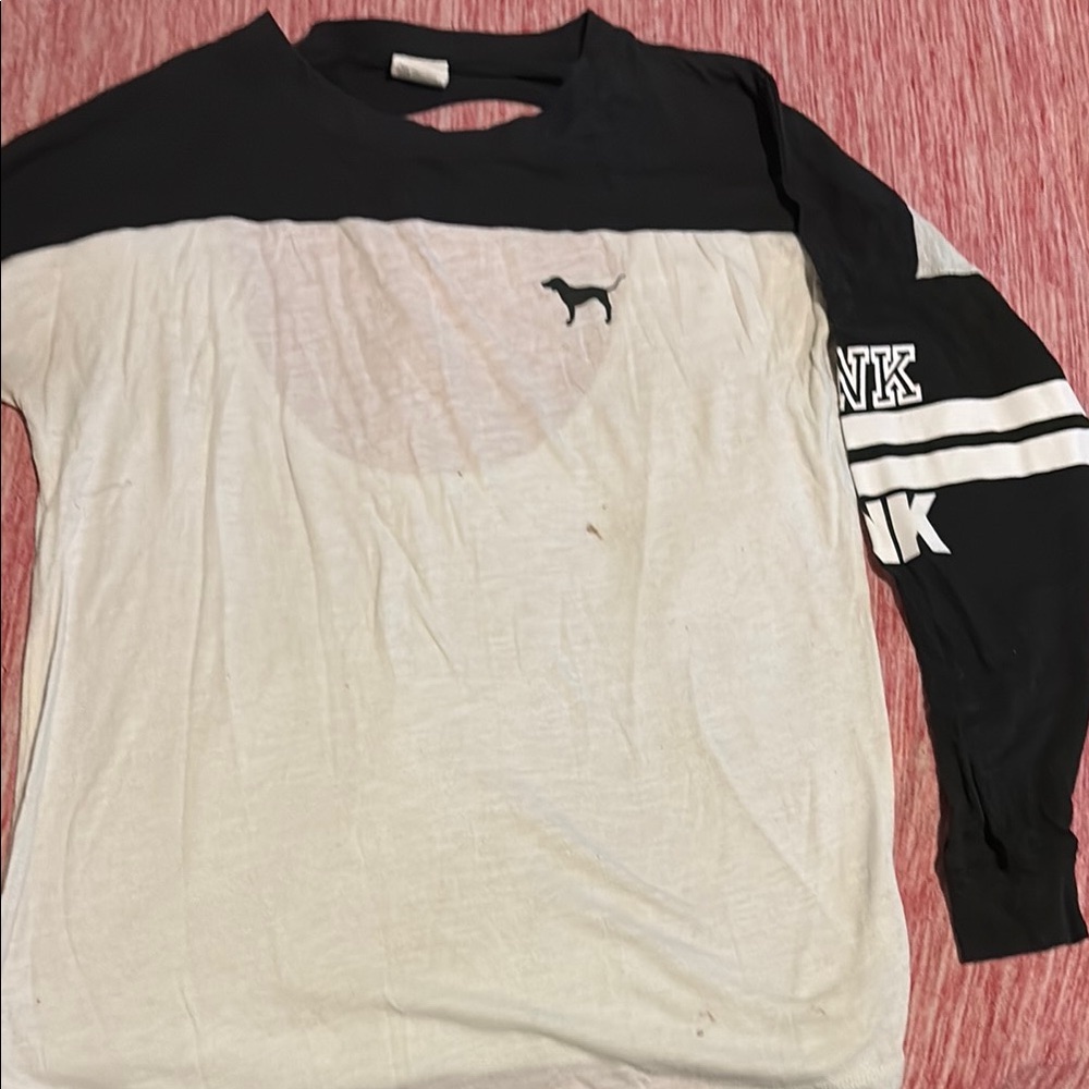 Victoria's Secret PINK Black and White Long Sleeve Shirt